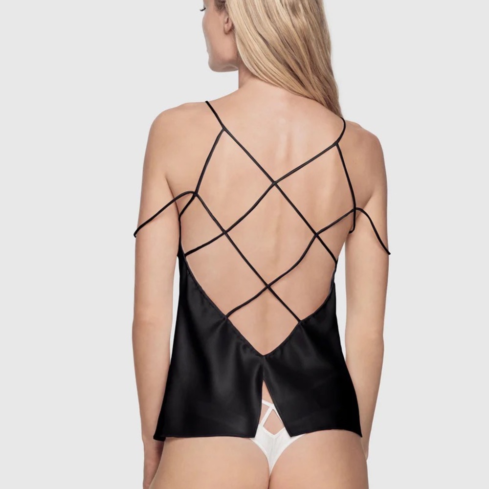 Kiki de Montparnasse Cage Cami black silk sz M